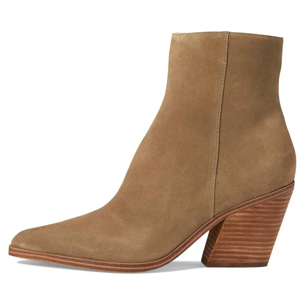 Calvin Klein Fallone Boots Women's US 11 Light Natural Suede Pointed Toe TZP144